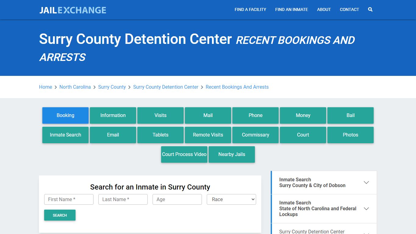 Surry County Detention Center Recent Bookings And Arrests - Jail Exchange